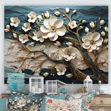 White and Gold Charming Spring  flower Elegance III - Floral Canvas Wall Art