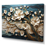 White and Gold Charming Spring  flower Elegance III - Floral Canvas Wall Art