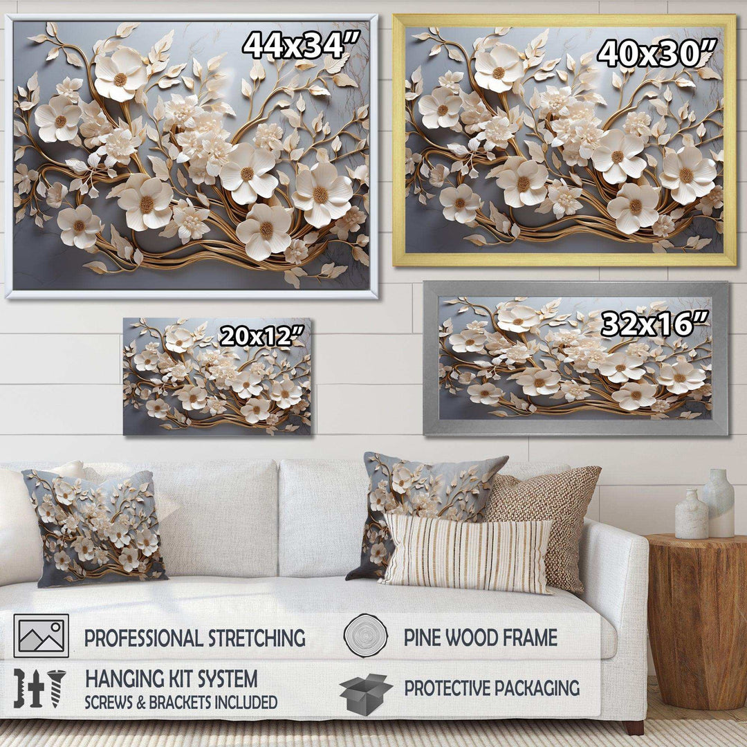 White Orchid Tree Garden Of Branches 7 - Floral Canvas Wall Art
