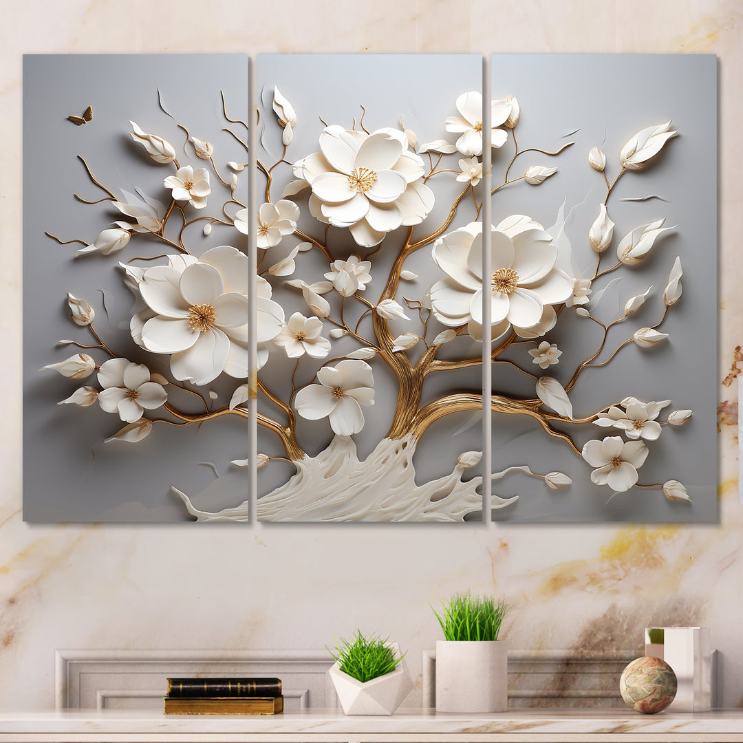 White Orchid Tree Garden Of Branches 10 - Multi-Panels
