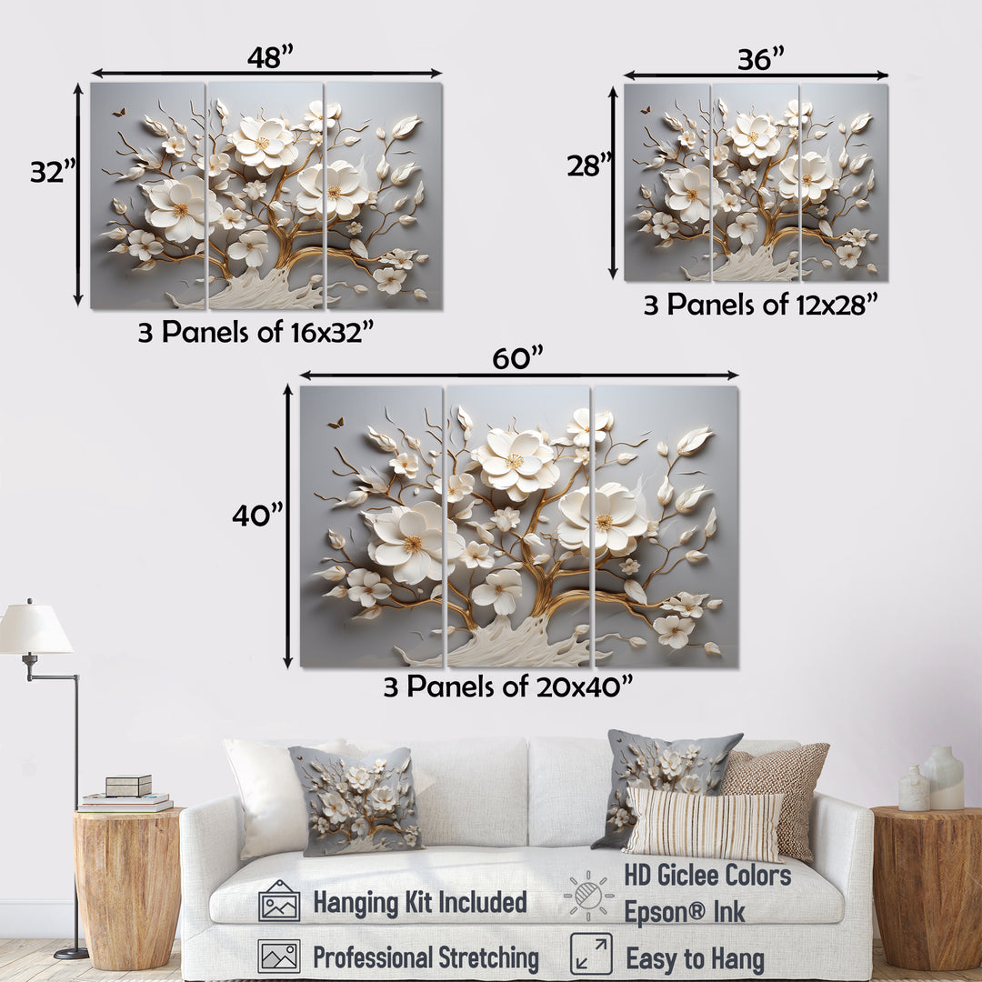 White Orchid Tree Garden Of Branches 10 - Split Panel Canvas Art
