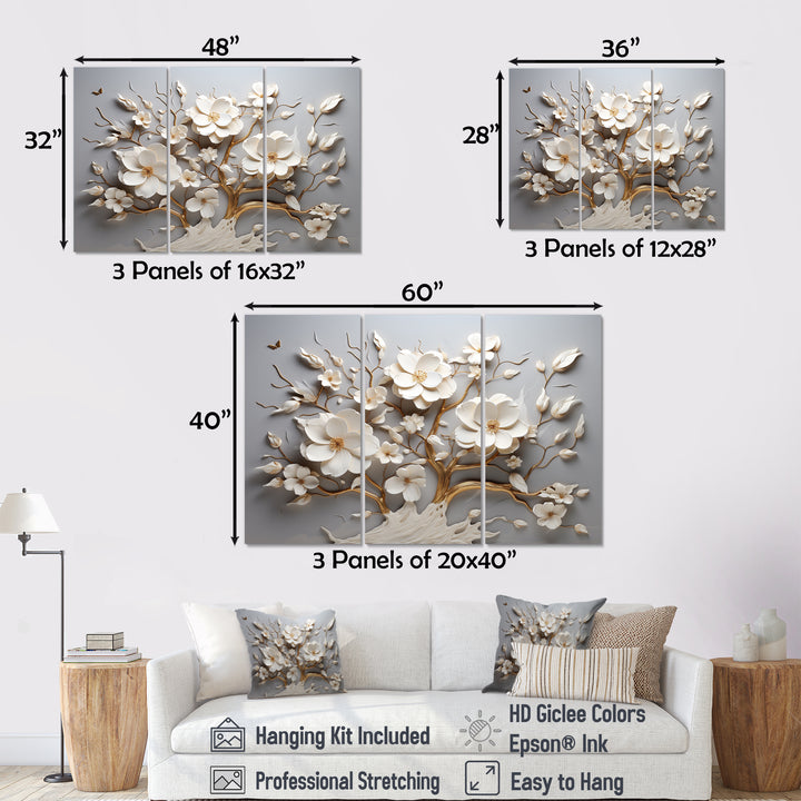 White Orchid Tree Garden Of Branches 10 - Split Panel Canvas Art