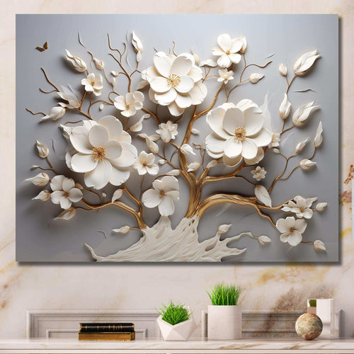 White Orchid Tree Garden Of Branches 10 - Floral Canvas Wall Art