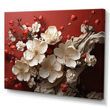 White and red orchid flower branches V - Floral Canvas Wall Art