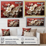 White and red orchid flower branches V - Floral Canvas Wall Art