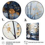 Gold and blue Maple tree winter forest II - Floral Canvas Wall Art