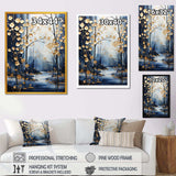 Gold and blue Maple tree winter forest II - Floral Canvas Wall Art