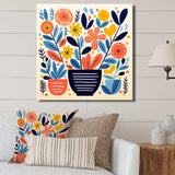 yellow and blue Bohemian Vase pottery blooms I - Geometric Canvas Wall Art