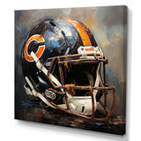 Vintage black and orange american football helmet I - Sports Canvas Wall Art