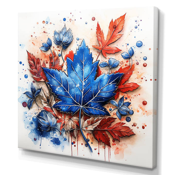 Blue And Red Toronto Maple Leaf Colors - Sport Hockey Canvas Wall Art