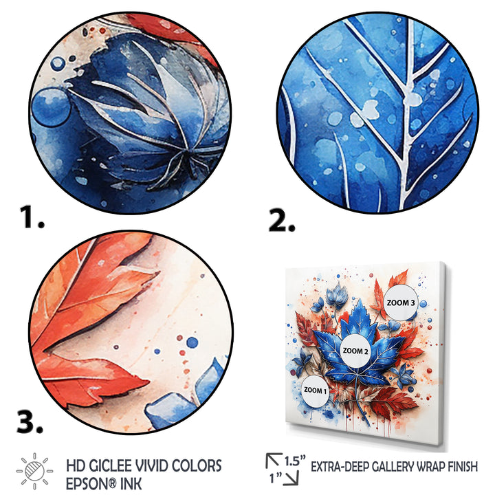 Blue And Red Toronto Maple Leaf Colors - Sport Hockey Canvas Wall Art
