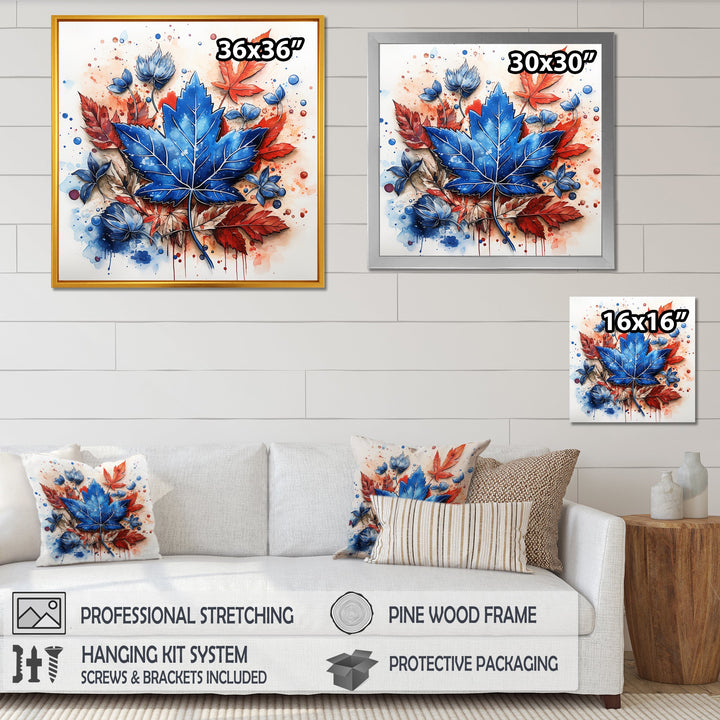 Blue And Red Toronto Maple Leaf Colors - Sport Hockey Canvas Wall Art