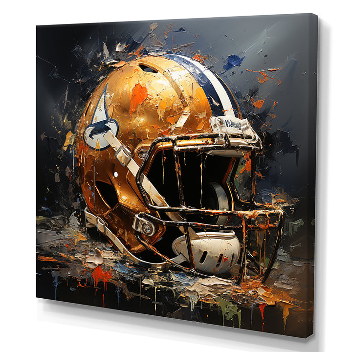 Vintage Gold Football Helmet - Sport Football Canvas Wall Art