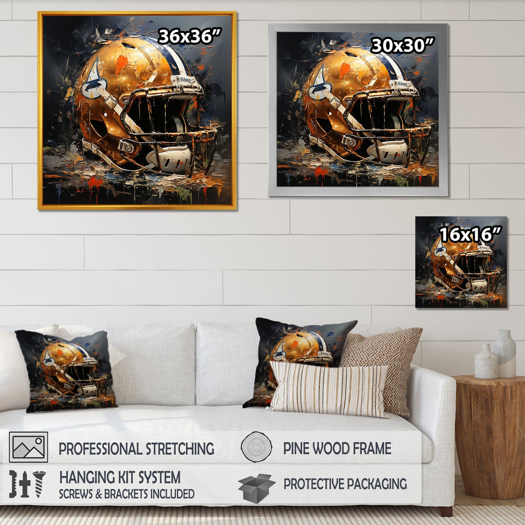 Vintage Gold Football Helmet - Sport Football Canvas Wall Art