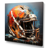 Orange and black football helmet - Sports Canvas Wall Art