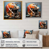 Orange and black football helmet - Sports Canvas Wall Art