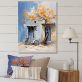 Florals yellow and blue bicycle - Bicycle Canvas Wall Art