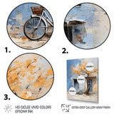 Florals yellow and blue bicycle - Bicycle Canvas Wall Art