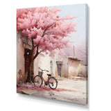 Pink and white springtime florals bicycle I - Bicycle Canvas Wall Art