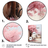 Pink and white springtime florals bicycle I - Bicycle Canvas Wall Art
