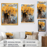 Yellow and blue springtime florals bicycle - Bicycle Canvas Wall Art