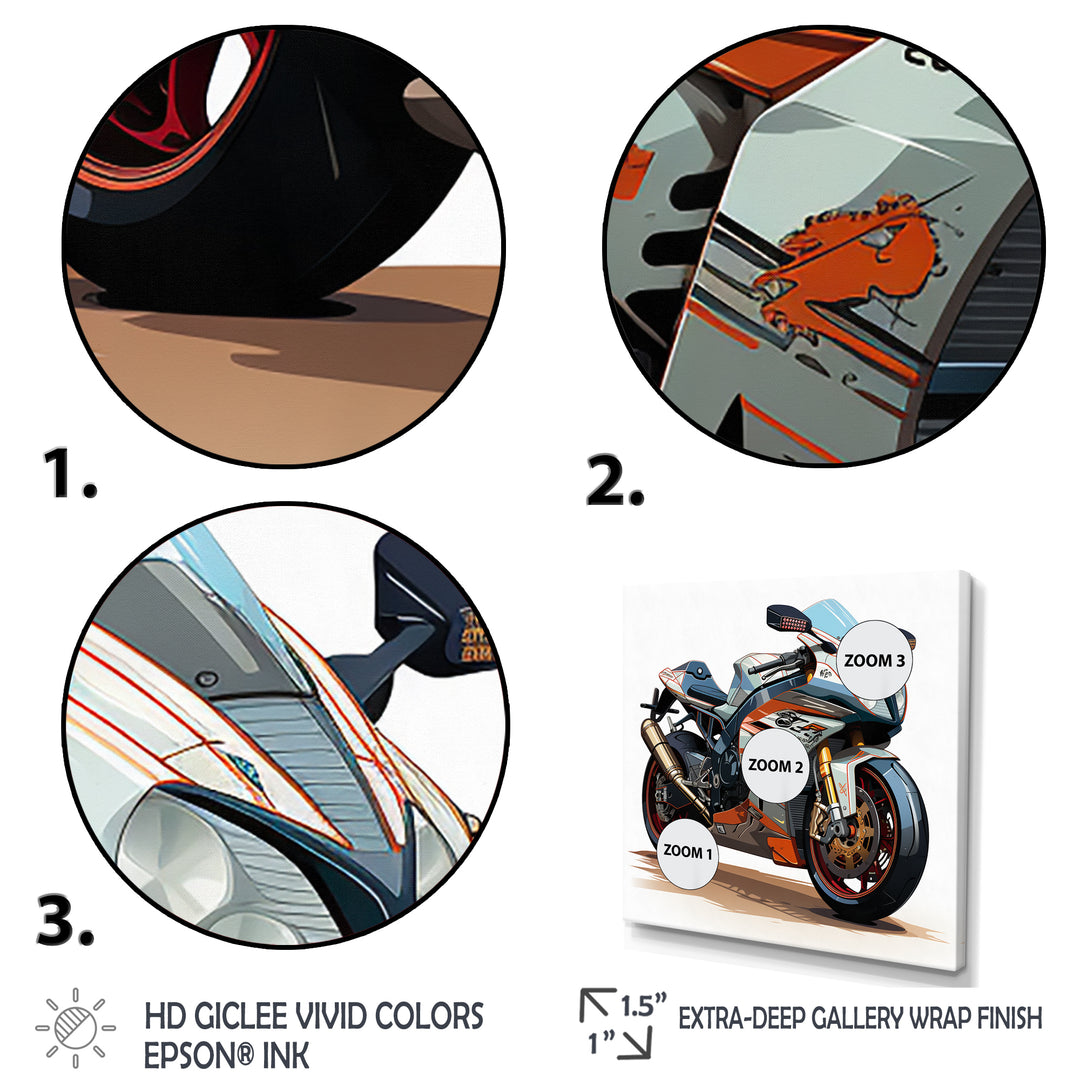 Orange and black Sleek Speed Motorcycle I - Motorcycle Canvas Wall Art