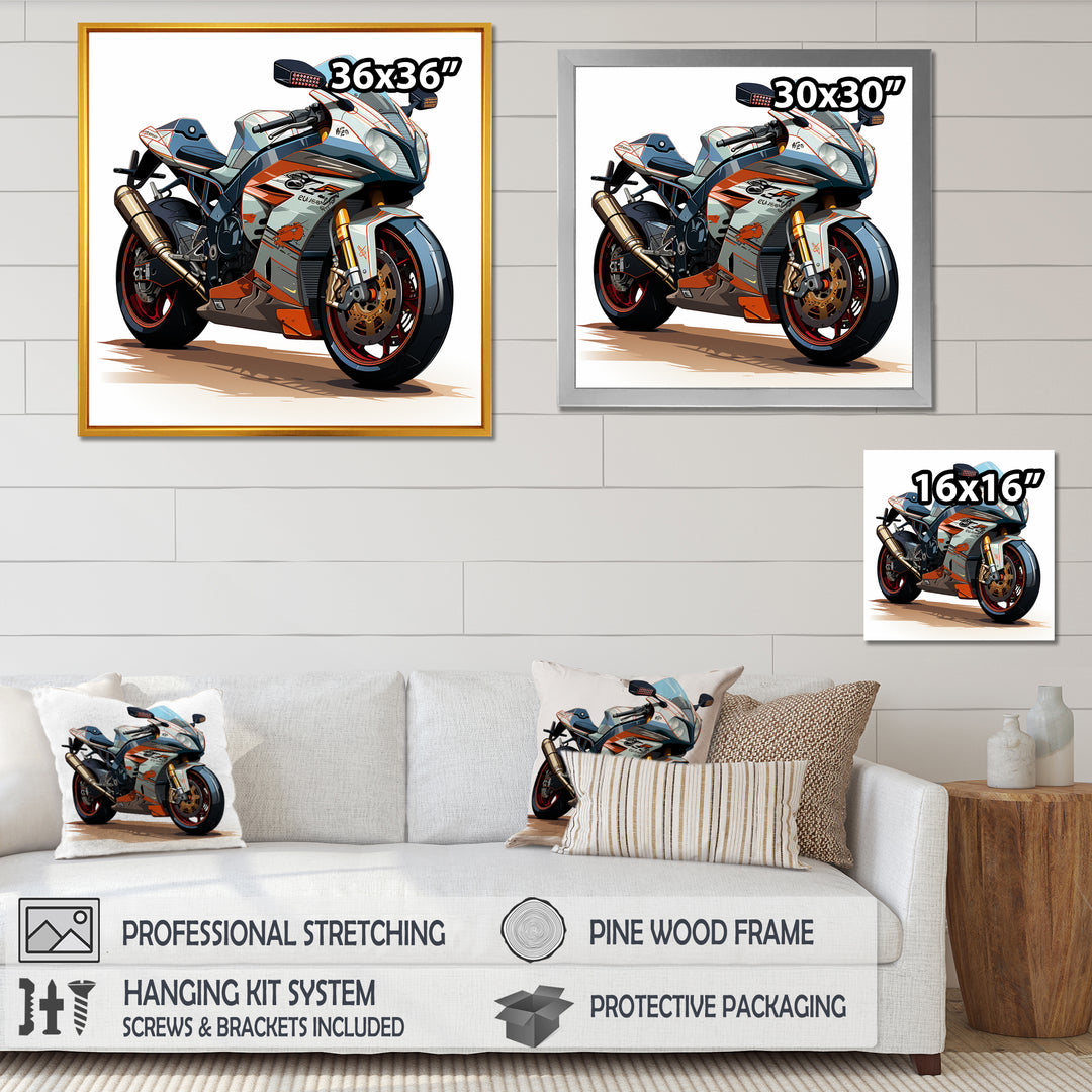 Orange and black Sleek Speed Motorcycle I - Motorcycle Canvas Wall Art