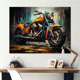 Yellow and black classic motorcycle cruiser I - Motorcycle Canvas Wall Art