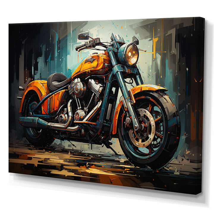 Yellow and black classic motorcycle cruiser I - Motorcycle Canvas Wall Art