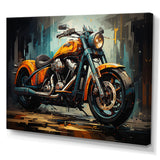 Yellow and black classic motorcycle cruiser I - Motorcycle Canvas Wall Art