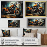 Yellow and black classic motorcycle cruiser I - Motorcycle Canvas Wall Art