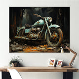 Blue and black classic motorcycle cruiser - Motorcycle Canvas Wall Art