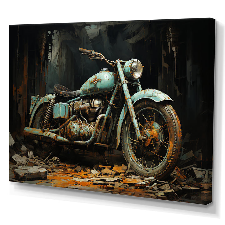 Blue and black classic motorcycle cruiser - Motorcycle Canvas Wall Art