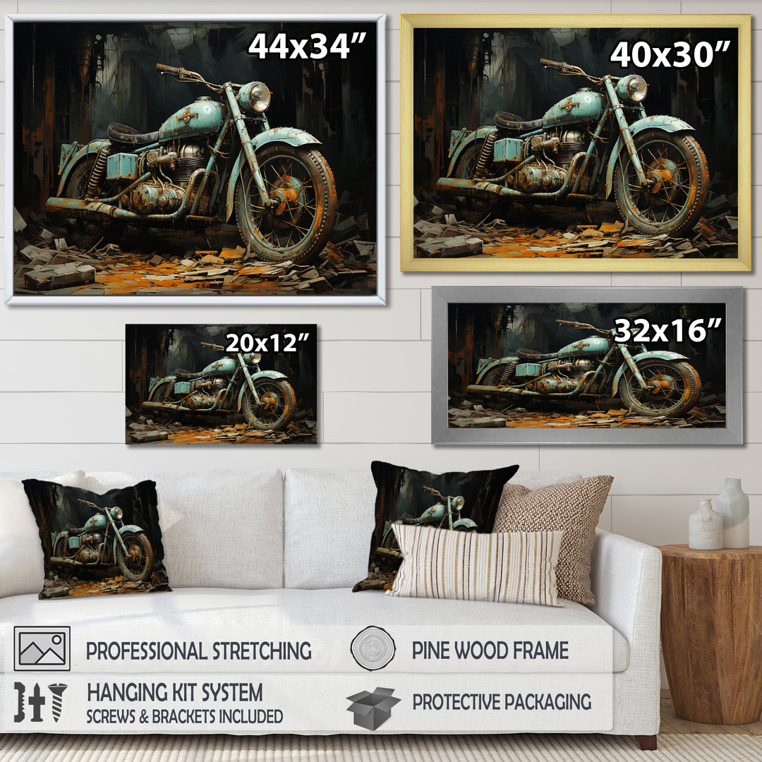 Blue and black classic motorcycle cruiser - Motorcycle Canvas Wall Art