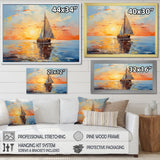 Orange sunset sailing boat I - Boat Sailing Canvas Wall Art