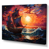 Pirate boat amidst Legacy I - Boat Sailing Canvas Wall Art