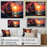 Pirate boat amidst Legacy I - Boat Sailing Canvas Wall Art