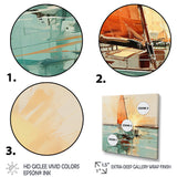 Orange sunset sailing paint I - Boat Canvas Wall Art