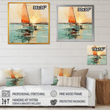 Orange sunset sailing paint I - Boat Canvas Wall Art