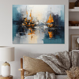 Moonlight sailboat collage horizon I - Boat Sailing Canvas Wall Art