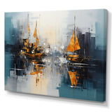 Moonlight sailboat collage horizon I - Boat Sailing Canvas Wall Art