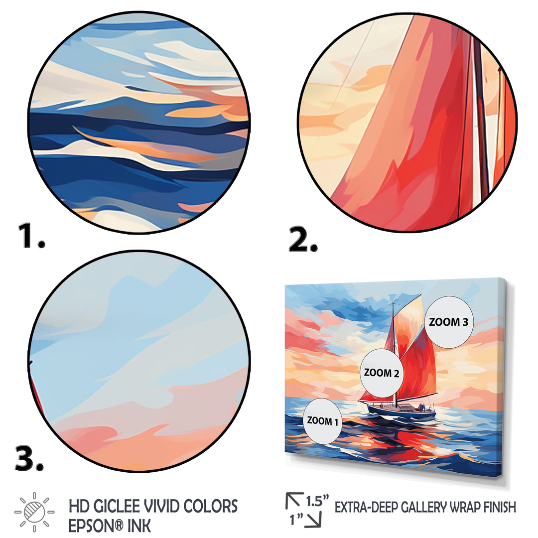 Sunset Sailing boat I - Boat Sailing Canvas Wall Art