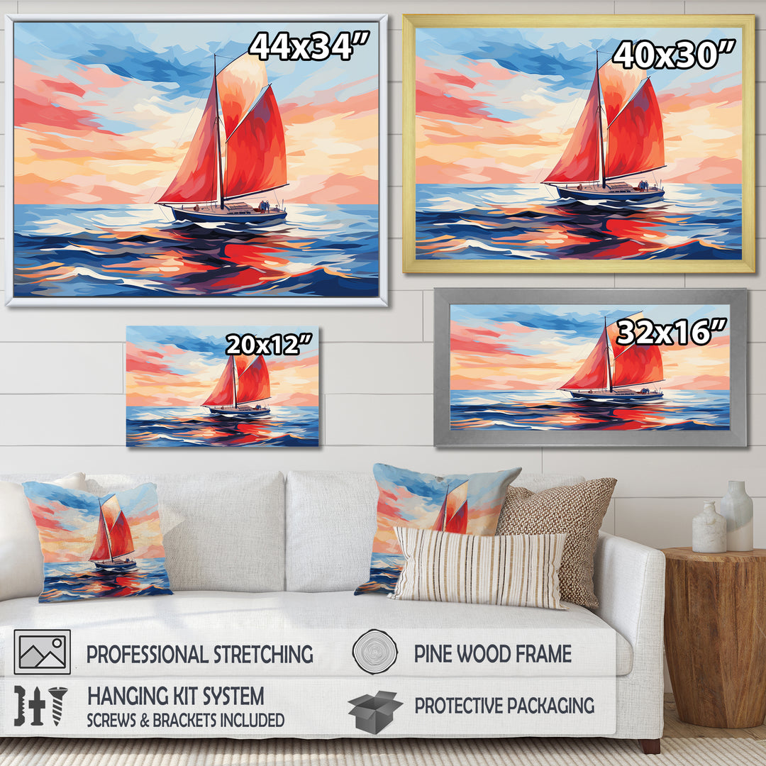 Sunset Sailing boat I - Boat Sailing Canvas Wall Art