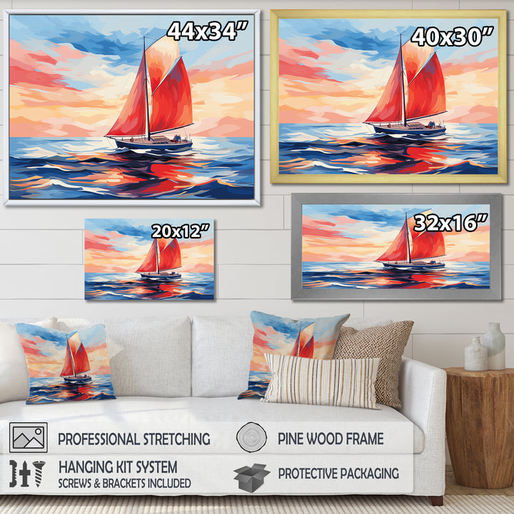 Sunset Sailing boat I - Boat Sailing Canvas Wall Art