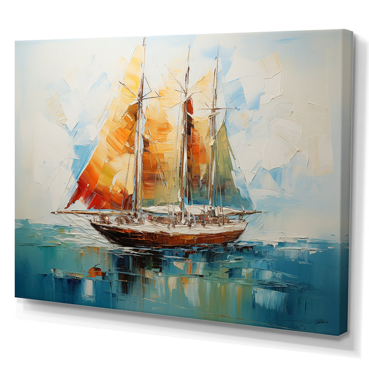 Moonlight sailboat horizon I - Boat Sailing Canvas Wall Art