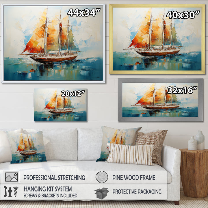 Moonlight sailboat horizon I - Boat Sailing Canvas Wall Art