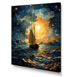 Moonlight sailing boat horizon I - Boat Sailing Canvas Wall Art