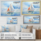 Coastal Serenity Watercolor Sailboat on the Horizon I - Boat Sailing Canvas Wall Art