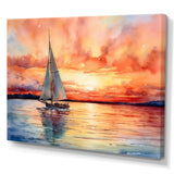 Pastel colors sailboat sunset V - Boat Sailing Canvas Wall Art
