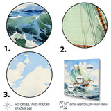 Sailboat watercolor green horizon I - Boat Sailing Canvas Wall Art